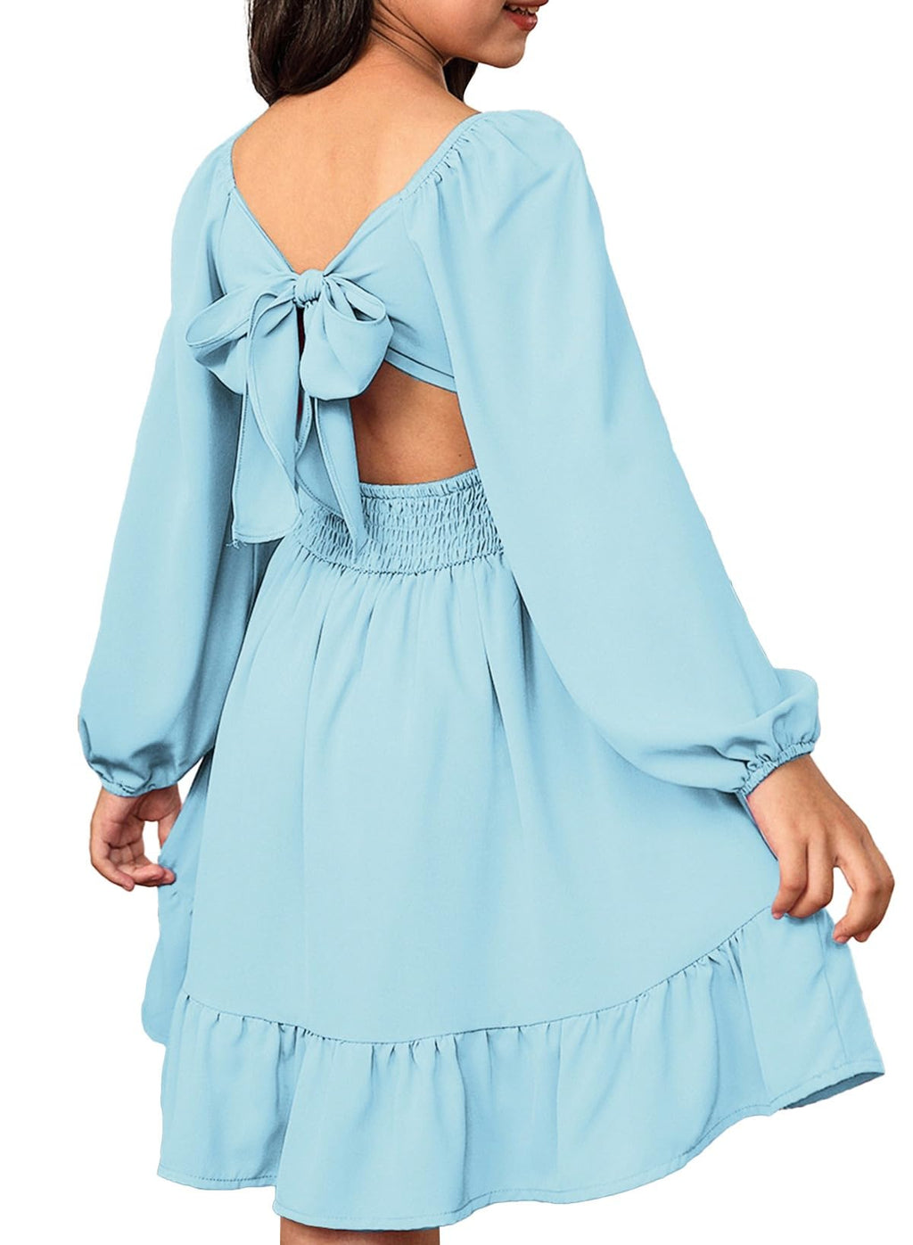 blibean Girls Fall Long Leeve Tie Back Dress Size 6-15 Years