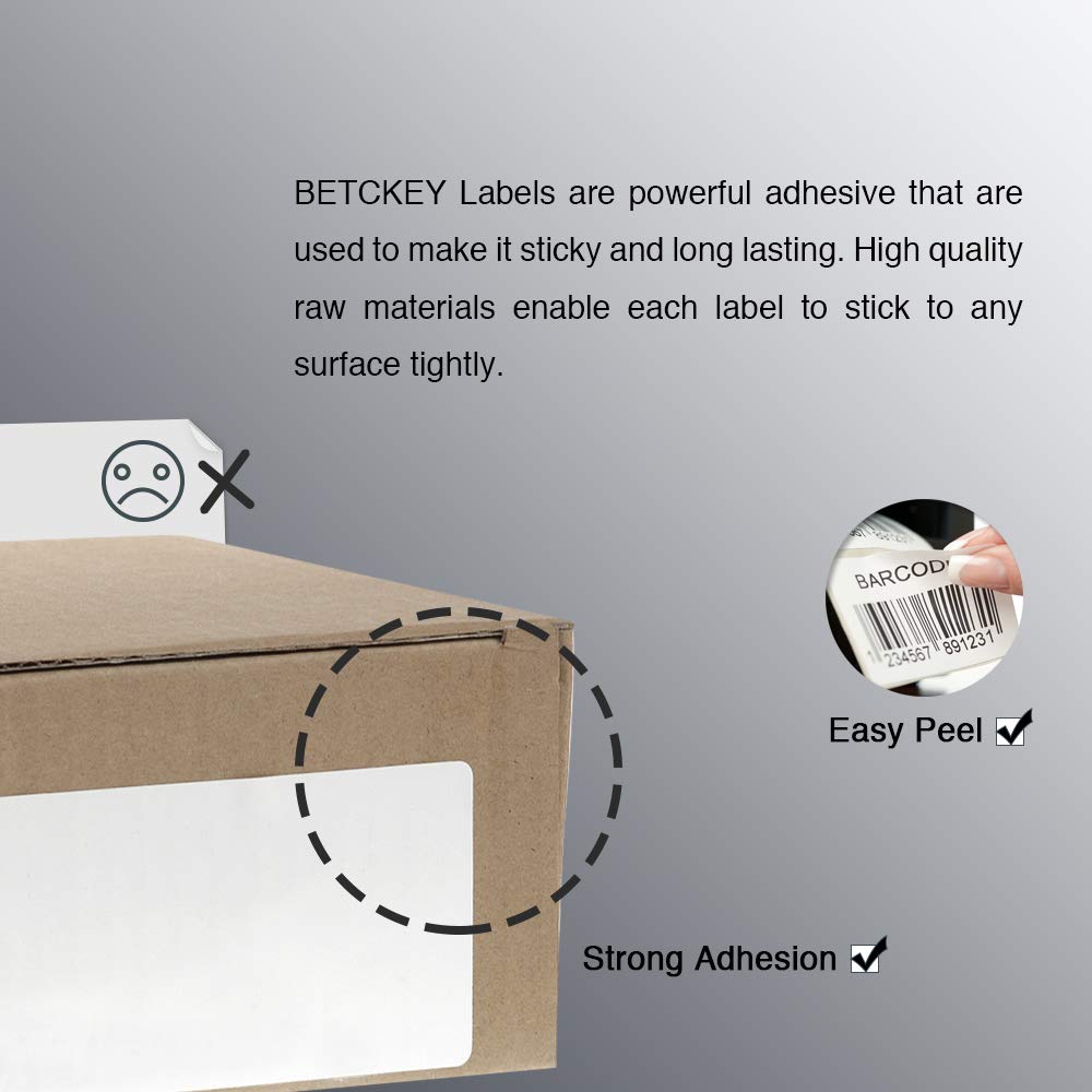BETCKEY - 4" x 6" (102 mm x 152 mm) Shipping Labels Compatible with Zebra & Rollo Label Printer(not for dymo 4XL), Premium Adhesive & Perforated [6 Rolls, 1500 Labels]