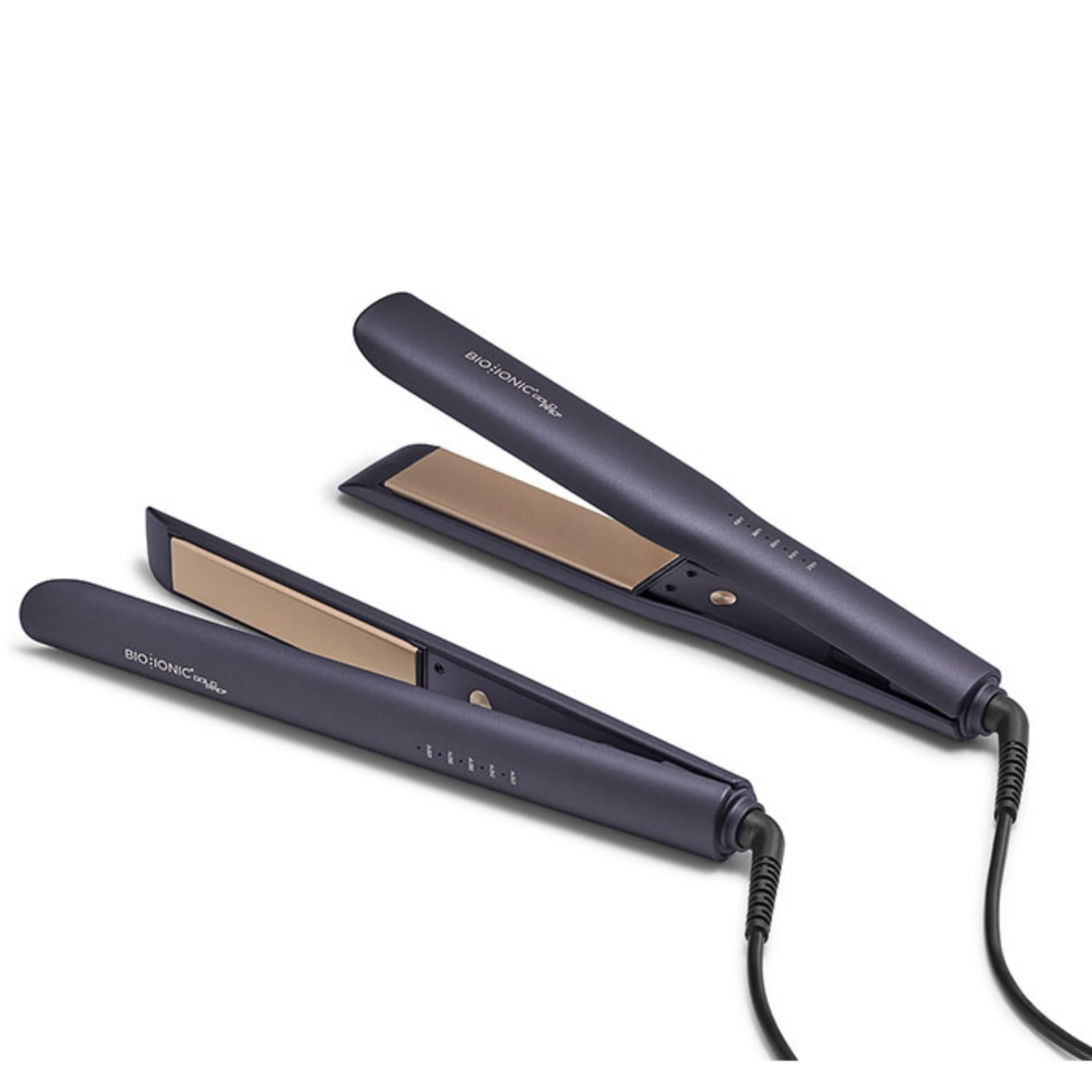 Bio Ionic GoldPro Hair Straightener, Blue, Moisturizing Heat Technology & 24K Gold MX, Hair Straightening Iron for Sleek Styles & Flat Iron Curls, 40% Longer Plates, Adjustable Heat