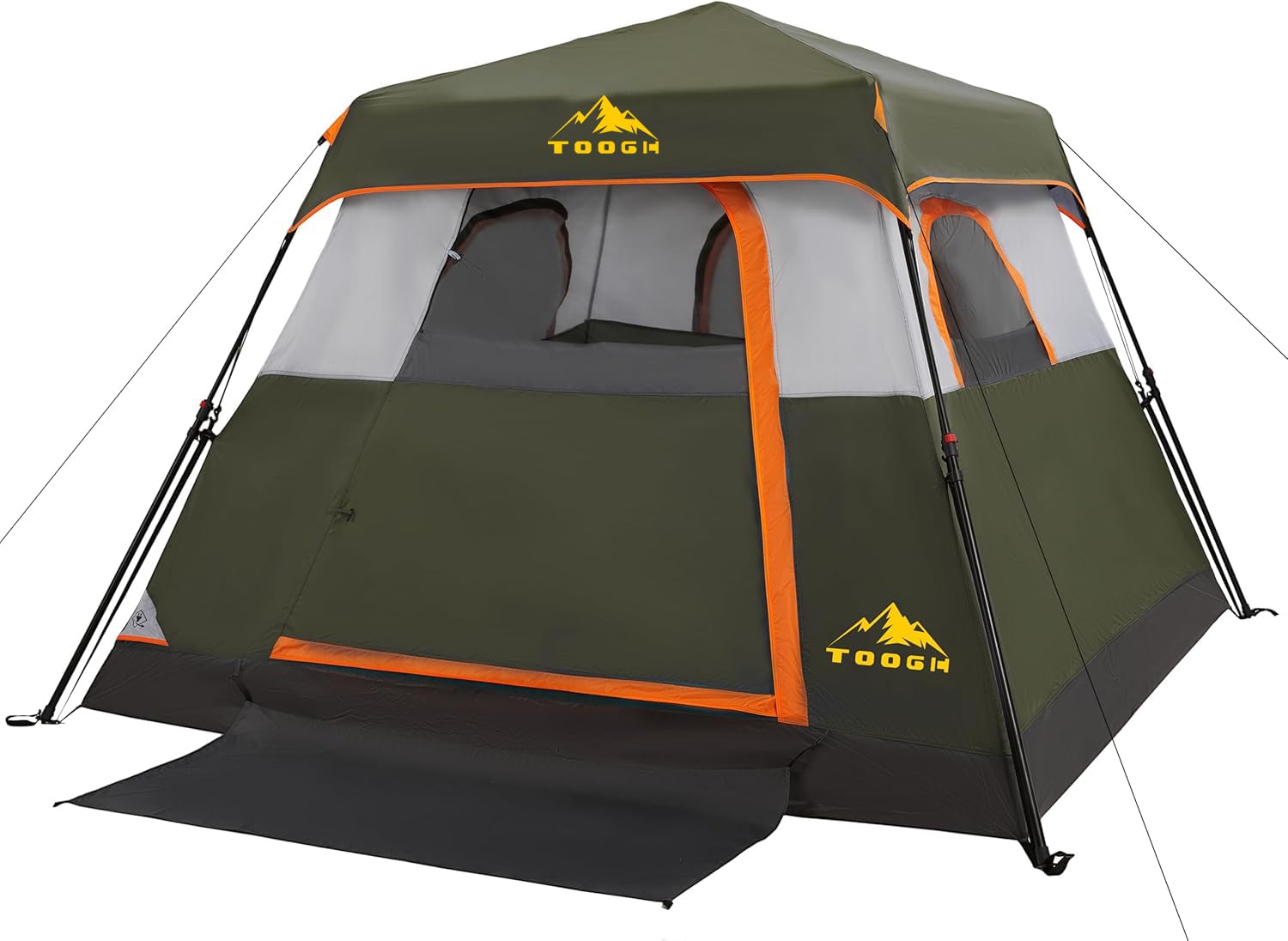 3/4 Person Camping Tent with 1 Door, 4 Windows, and Upgraded Ventilation– Instant Setup, Waterproof, 8'x 8'x 67''Oxford Fabric Floor Pop Up in 60 Seconds Includes Rainfly and Backpack