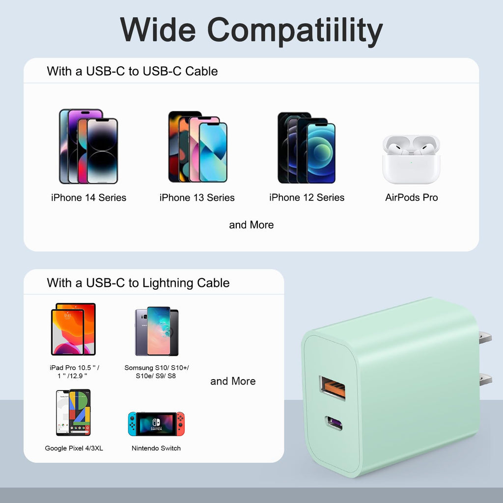 USB C Charger Block Charging Block Type C Charger 20W Wall Chargers 4 Pack for iPhone 16/16 Plus/16 Pro/16 Pro Max/iPhone 15/15 Pro/15 Pro Max/14/13/12 Pro/Samsung//Android(Black)