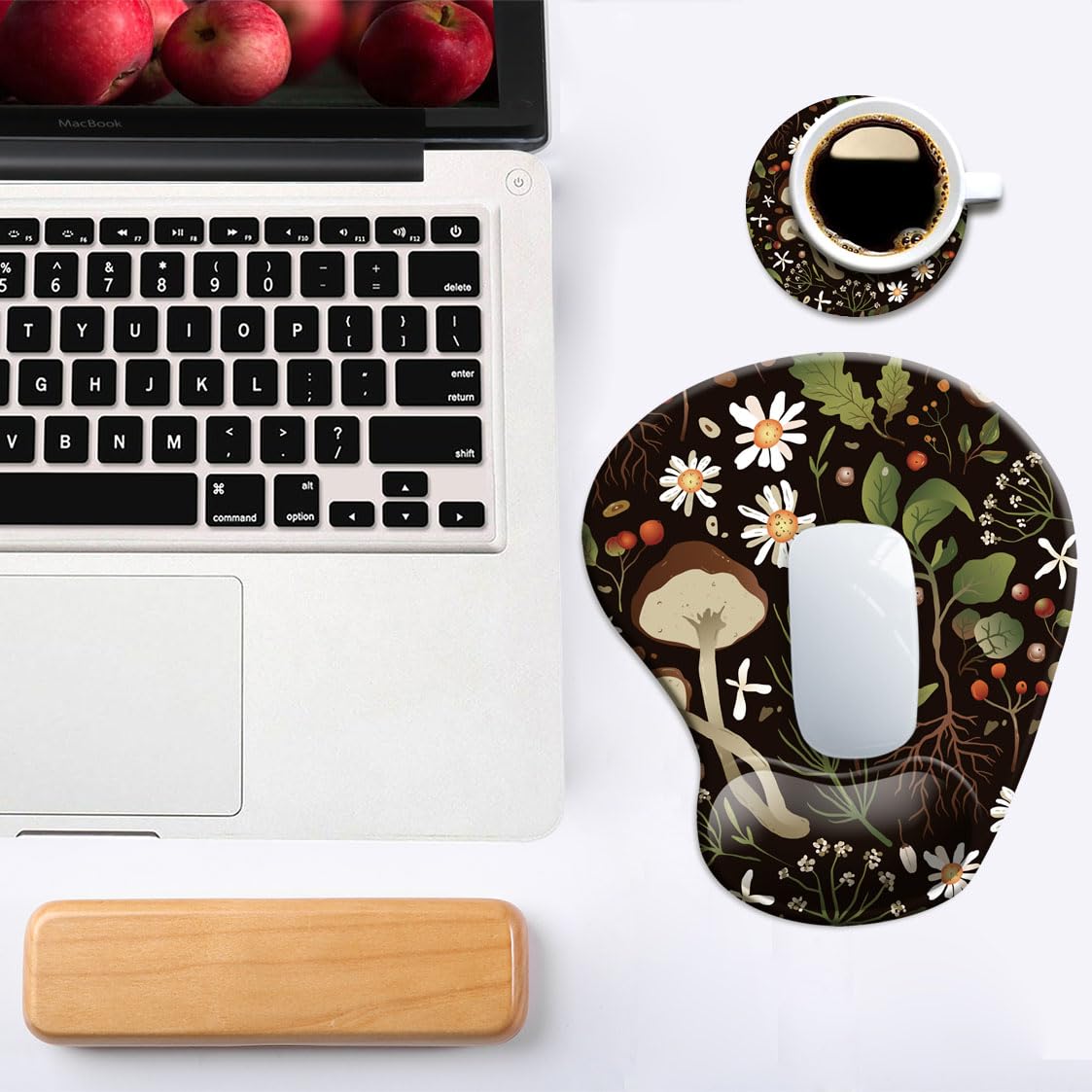DOOKE Ergonomic Mouse Pad with Wrist Support and Coaster,Mouse Pads with Non-Slip PU Base for Home Office Working Studying Easy Typing & Pain Relief Aesthetic Art