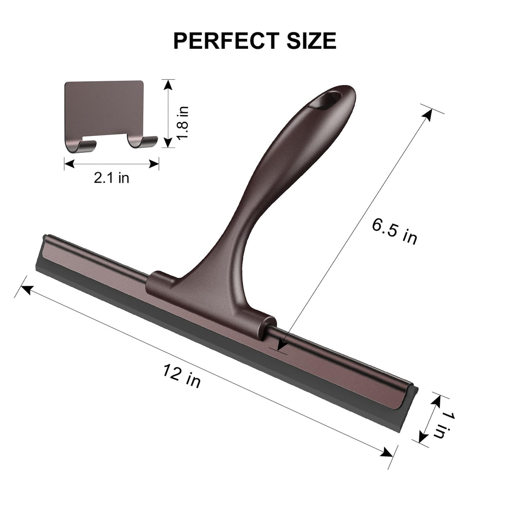 SetSail Squeegee for Shower Glass Door Stainless Steel Shower Squeegee for Glass Doors All-Purpose Window Squeegee for Tile Shower Walls, Sink, Mirror, Bathroom, Car Window Cleaning 10 Inches, Balck
