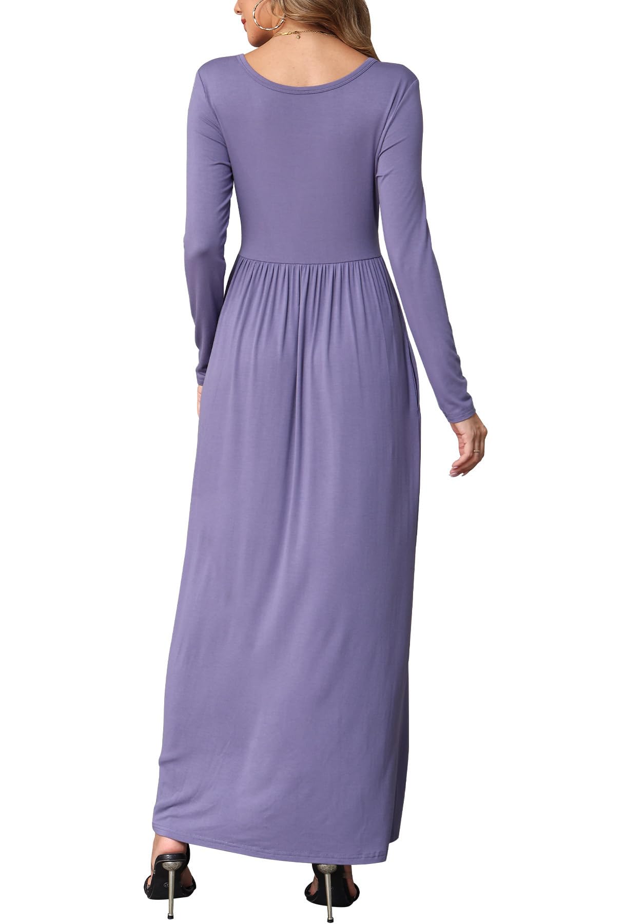 EUOVMY Women's Long Sleeve Loose Maxi Dresses Casual Long Dresses with Pockets