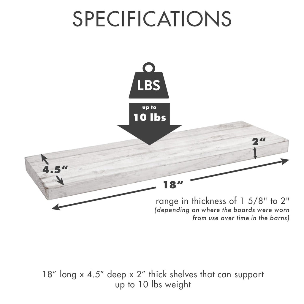 Urban Legacy Reclaimed Barnwood Planks | Floating Shelves for Wall w/Flush Mount Shelf Bracket Set Included | Set of 2 (Coffee Bean, 18"x 4.5"x 2")