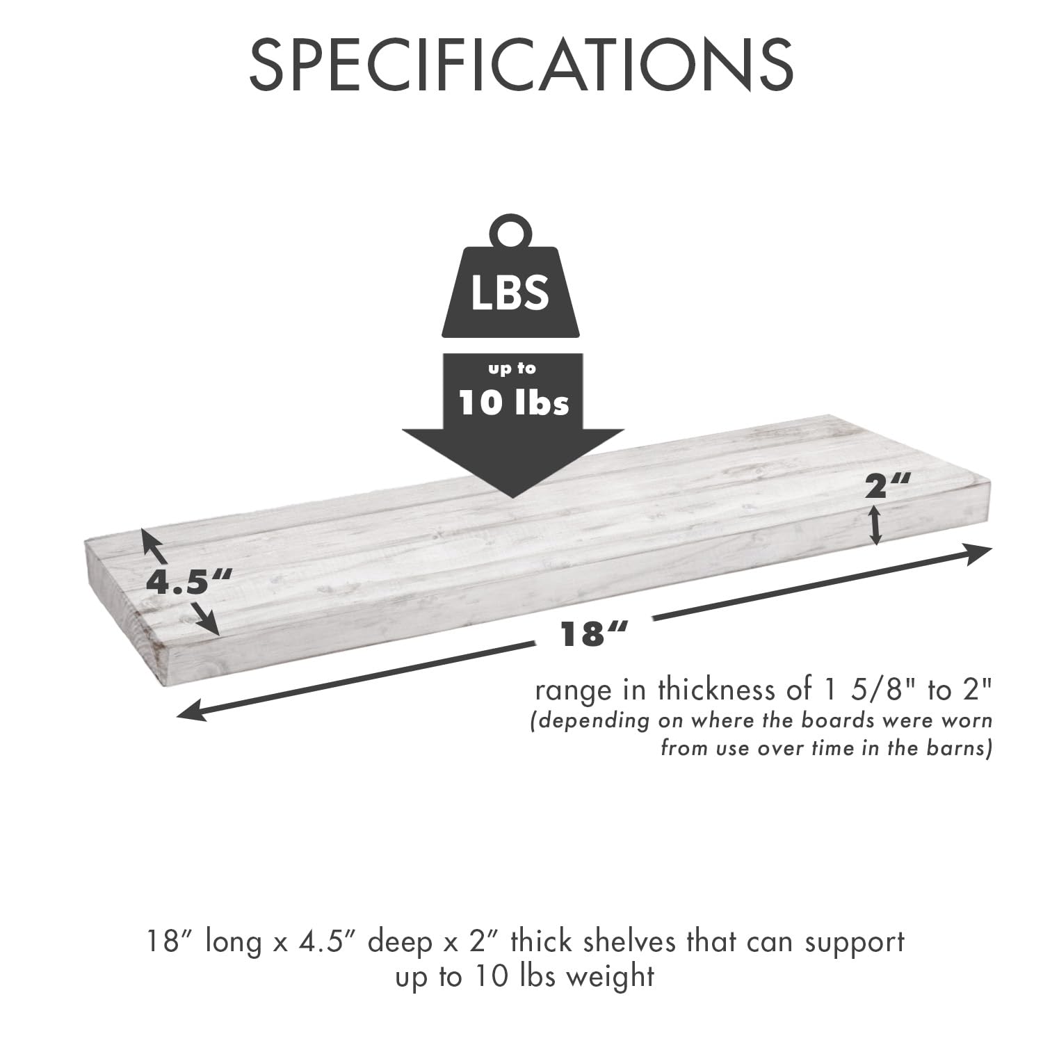 Urban Legacy Reclaimed Barnwood Planks | Floating Shelves for Wall w/Flush Mount Shelf Bracket Set Included | Set of 2 (Coffee Bean, 18"x 4.5"x 2")