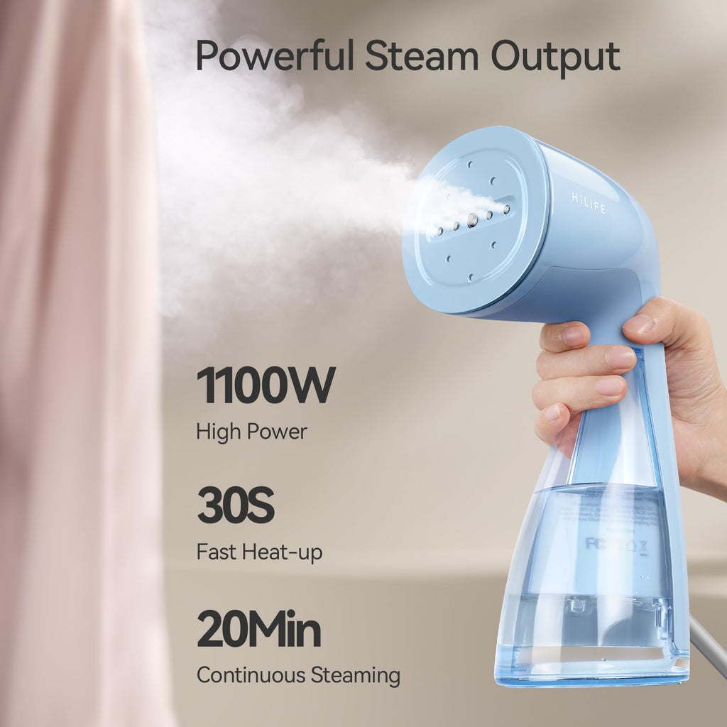 HiLIFE Steamer for Clothes, Portable Handheld Design, 240ml Big Capacity, 700W, Strong Penetrating Steam, Removes Wrinkle, for Home, Office and Travel(ONLY FOR 120V) (Olive Green)