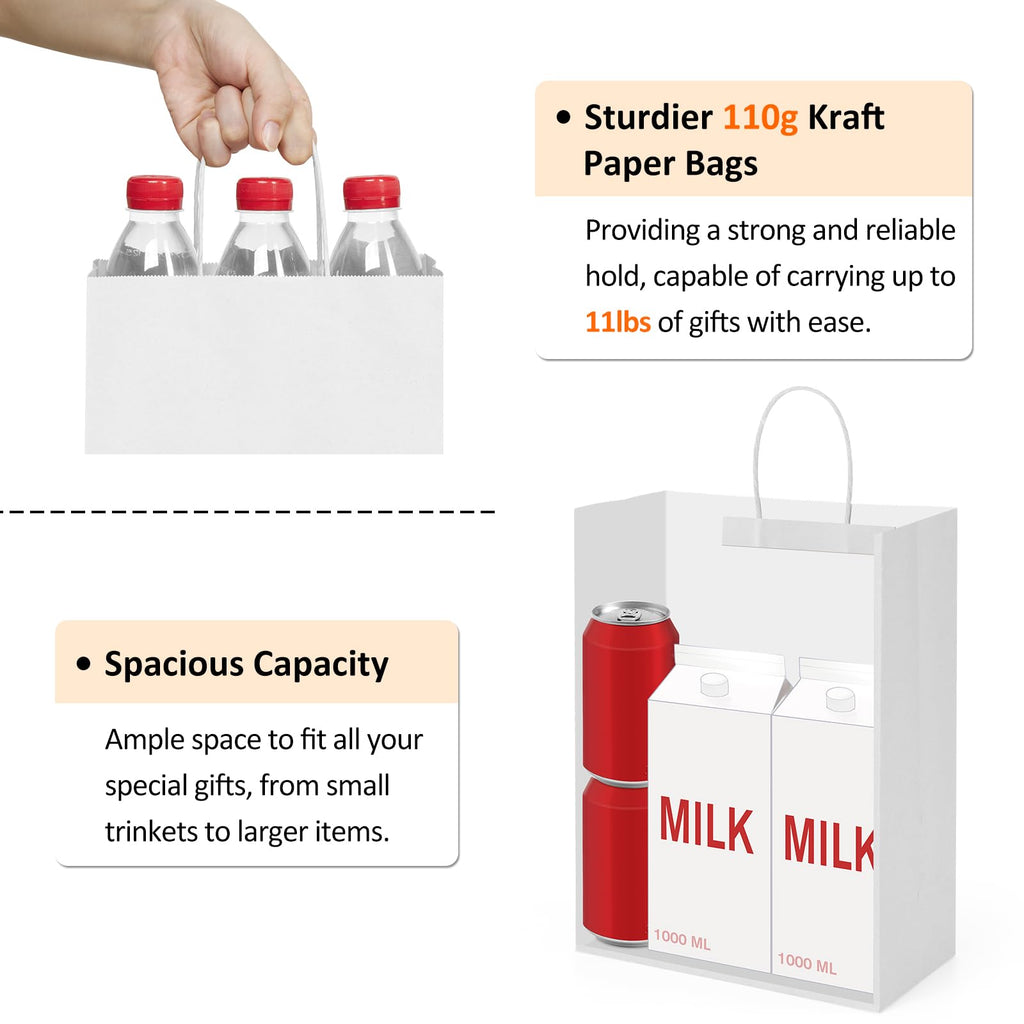 BagDream Gift Bags 10x5x13 25Pcs Kraft Paper Shopping Bags with Handles, for Gifts, Business, Merchandise, Retail, Party Favor, Black Recycled Paper Sacks