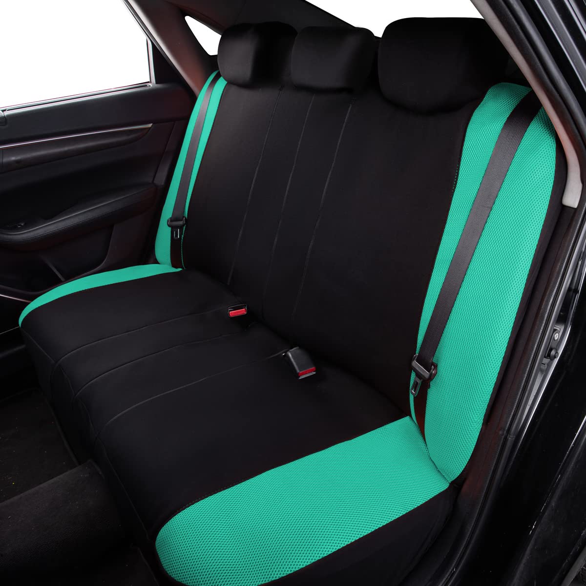 Flying Banner Butterfly car seat Covers ful Set Fashion Universal Lady Woman Female Rear Bench Split Colorized (2 Fronts, Mint Blue)