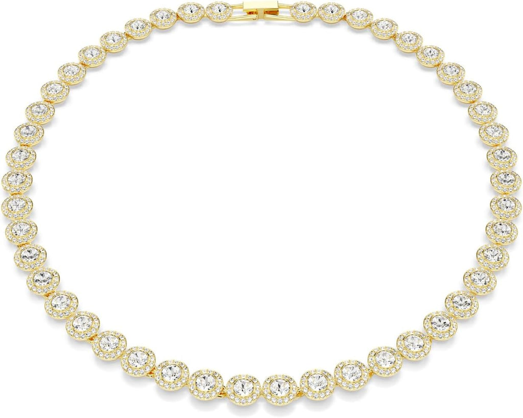 Swarovski UNA Angelic Tennis Necklace, Round Cut, Clear, Gold-Tone Finish