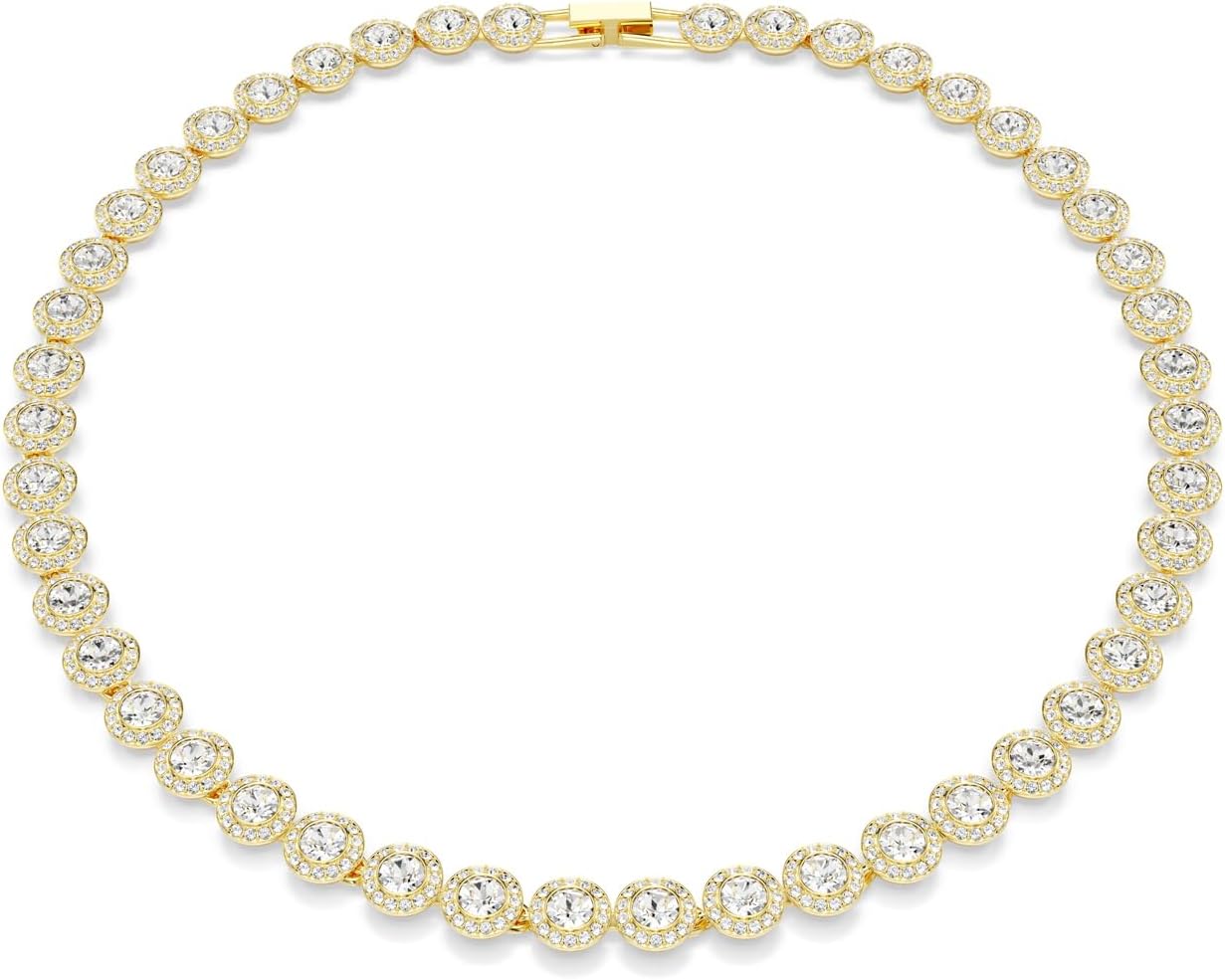 Swarovski UNA Angelic Tennis Necklace, Round Cut, Clear, Gold-Tone Finish