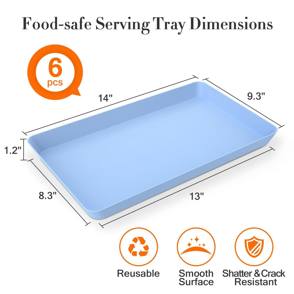 WOWBOX 4 pcs Serving Tray for Entertaining, Serving Platters for Snacks, Fruit, Cookies, Dessert, Reusable Plastic Trays for Serving Food, (White, Black, Green, Red)