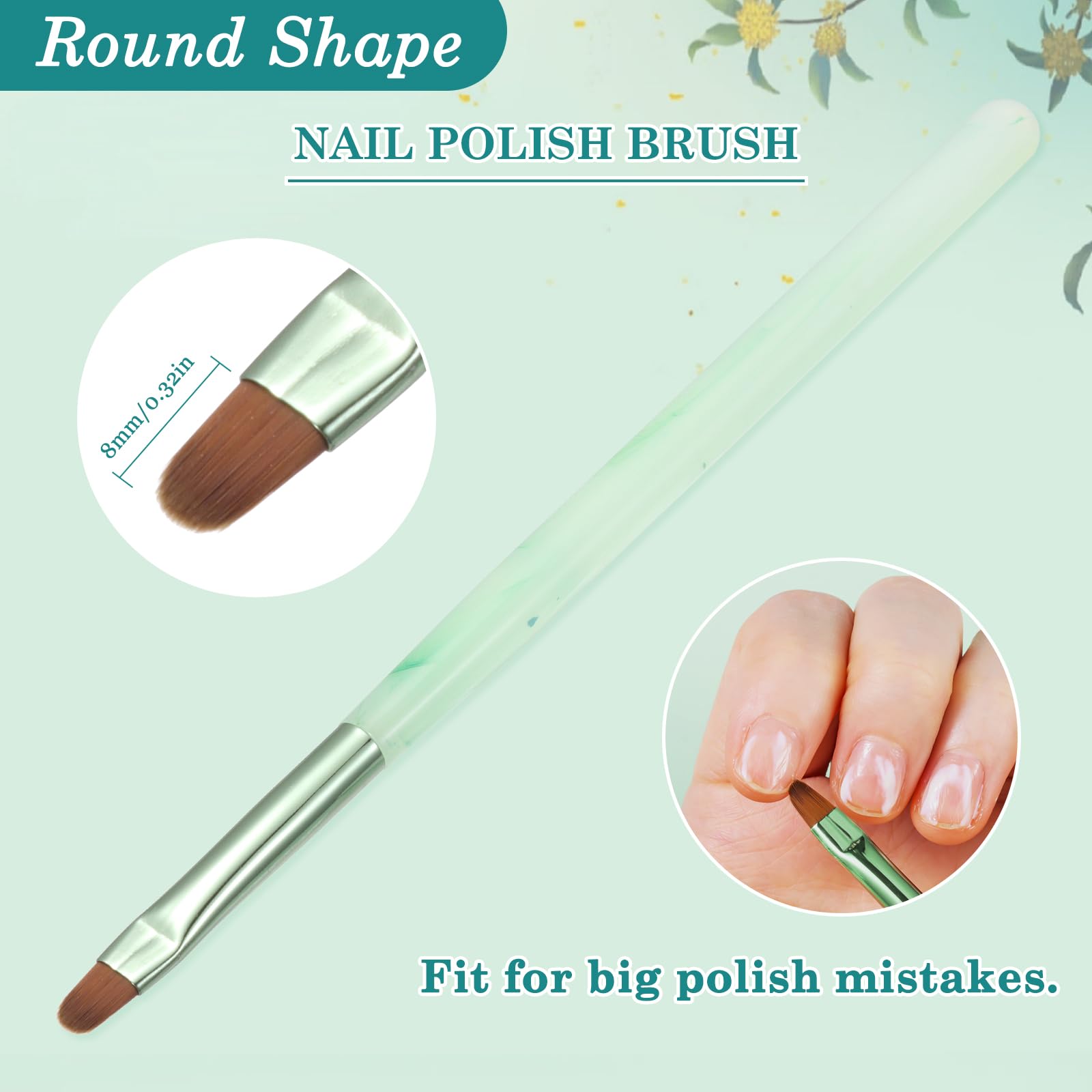 Nail Art Clean Up Brushes,Nail Brushes for Cleaning Polish Mistakes on the Cuticles, Acetone Resistant Nail Brush, Fingernail Cleaning Brushes for Nail Art and Designs (2 Pcs Round&Angled)