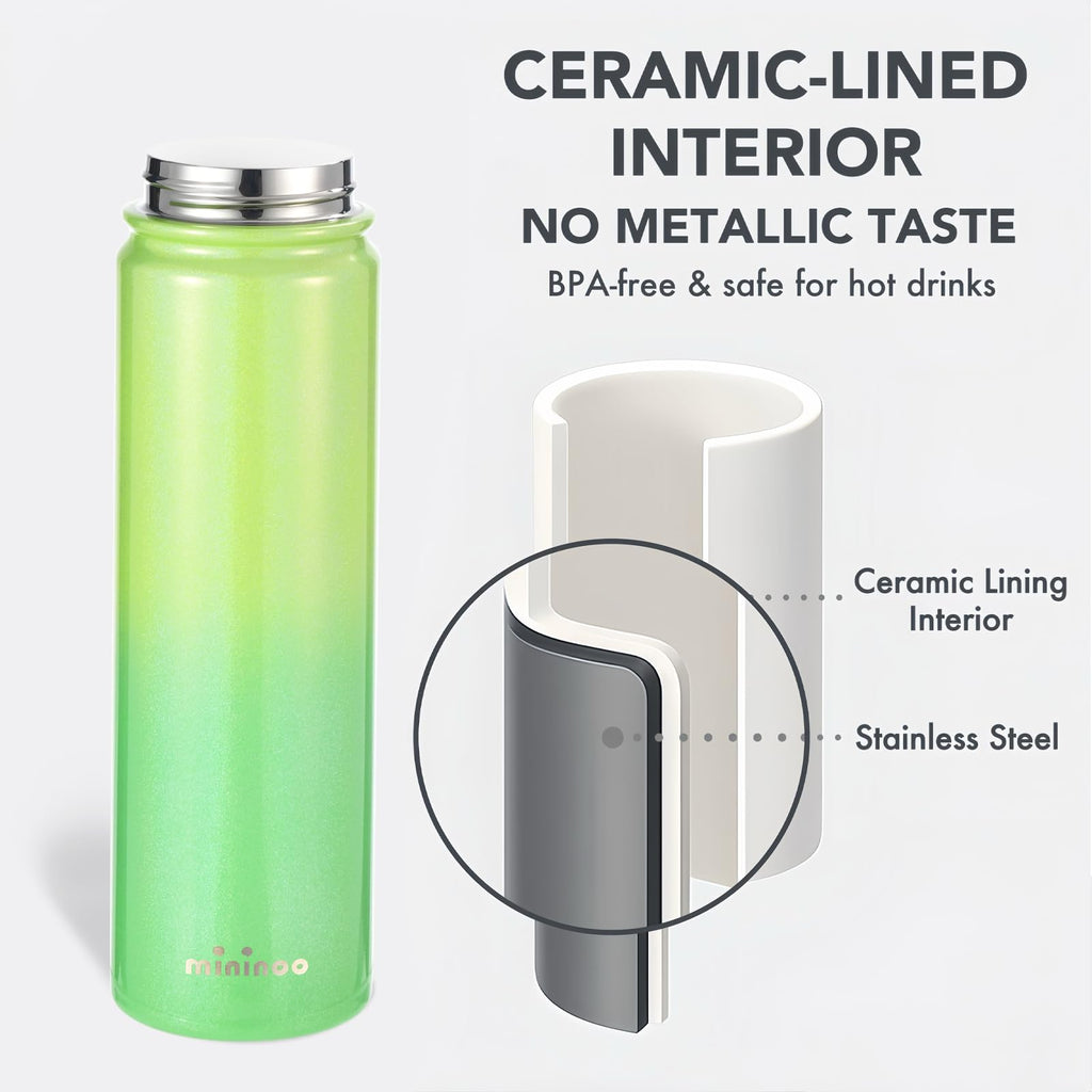 mininoo 24 oz Insulated Water Bottle with Straw Lid, Stainless Steel Double Wall Vacuum, Leak Proof, BPA Free, Keep Cold for 24H & Hot for 12H-2 pack(Black)