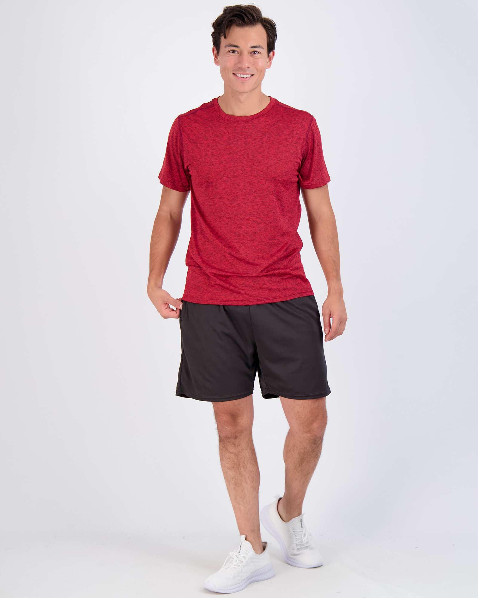 Real Essentials 5 Pack: Men's Dry-Fit Short Sleeve Crew Neck T Shirts Fitness Running Gym Workout Cool Exercise Athletic Tee