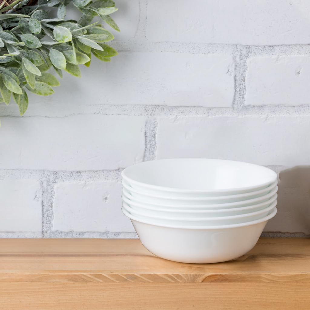 Corelle 3125 Vitrelle Glass Winter Frost Cereal Bowl, White, 18 oz, Pack of 6