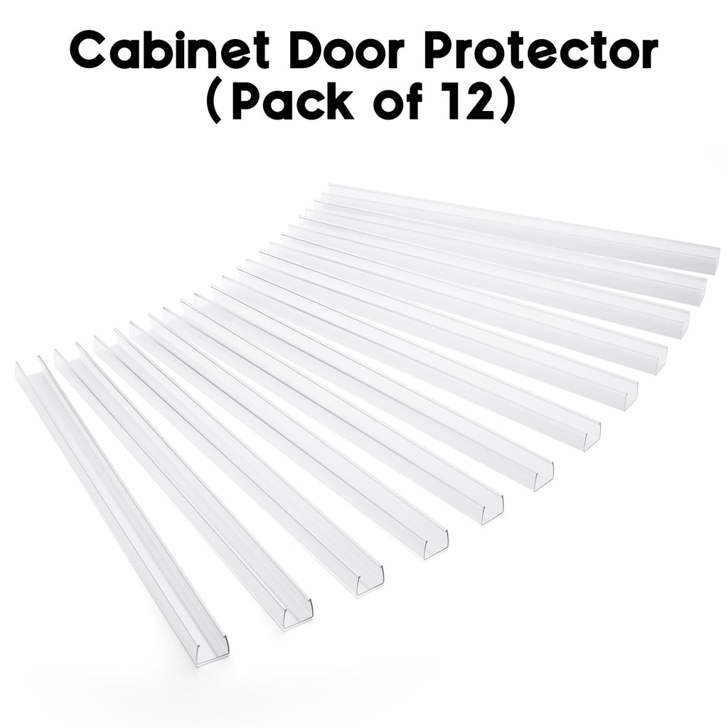 Cabinet Protector Edge Guard (Pack of 6), 17.7" Clear PVC Cabinet Edge Protectors for 3/4" Thick Kitchen Cabinets Doors – Slip-On No-Tool Sliding Installation