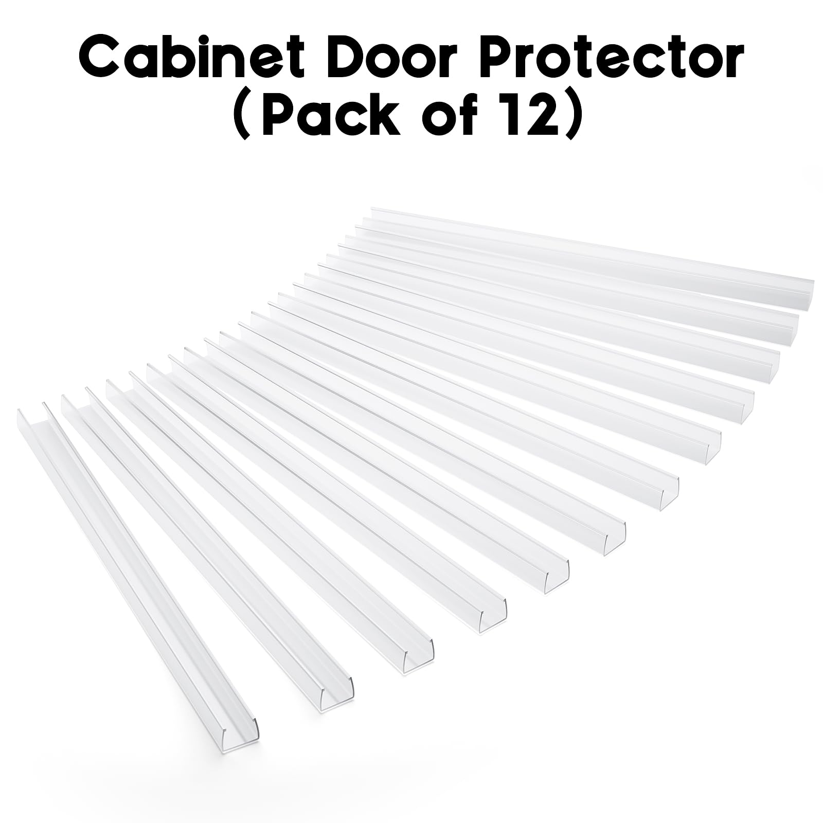 Cabinet Protector Edge Guard (Pack of 6), 17.7" Clear PVC Cabinet Edge Protectors for 3/4" Thick Kitchen Cabinets Doors – Slip-On No-Tool Sliding Installation