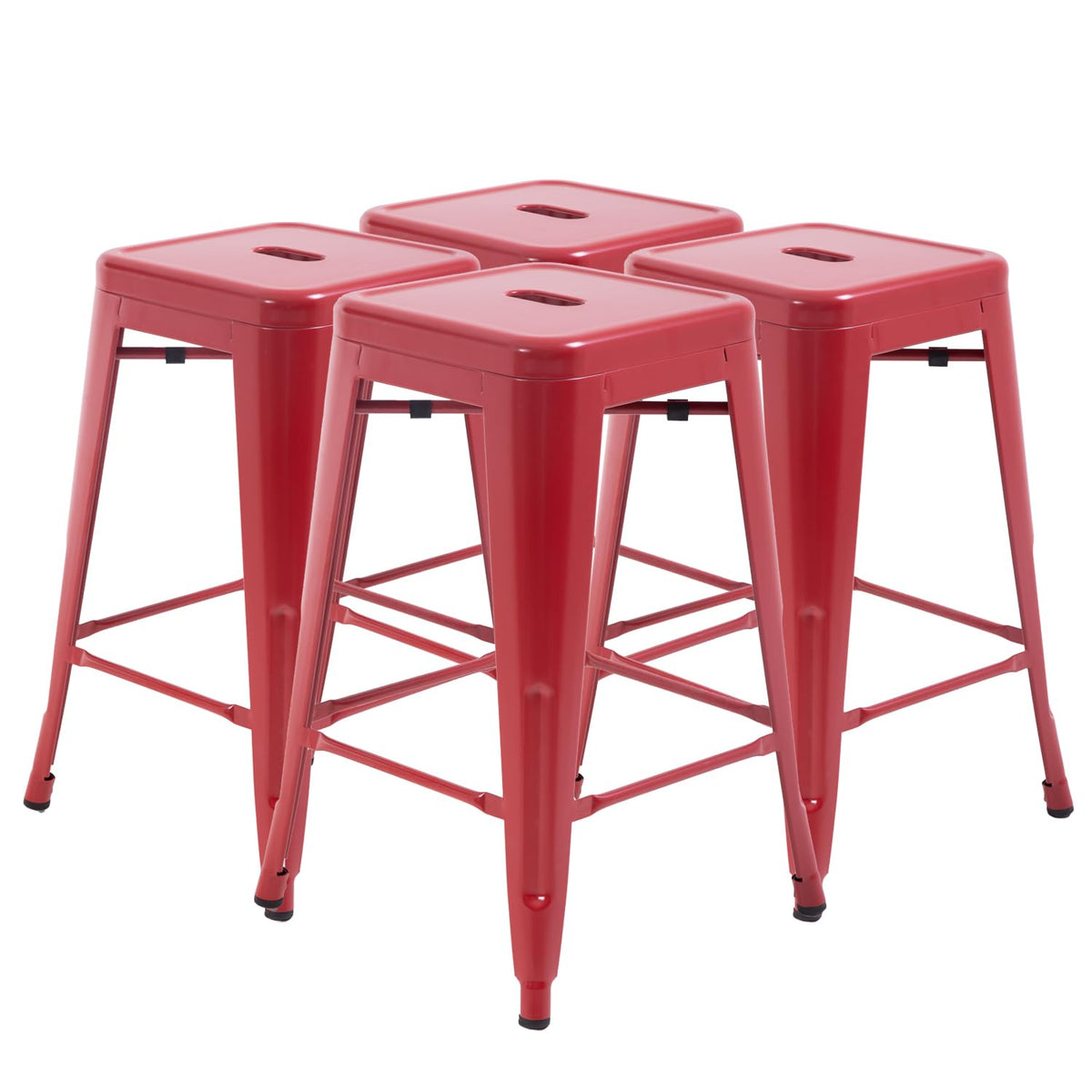 FDW Metal Bar Stools Set of 4 Counter Height Bar Stools 24 Inches Industrial Bar Chairs Patio Stool Stackable Backless Stool Indoor Outdoor Metal Kitchen Stools Bar Chairs (Black, 24")