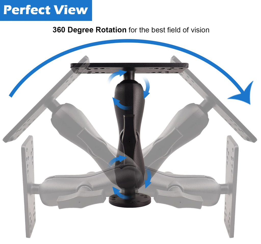 1.5" Ball Short Arm Fish Finder Mount, Marine Electronic Mount, Universal Mounting Plate with 1.5 inches / 38mm / C Size Ball Adapters, Compatible with Garmin, Lowrance, Humminbird and More