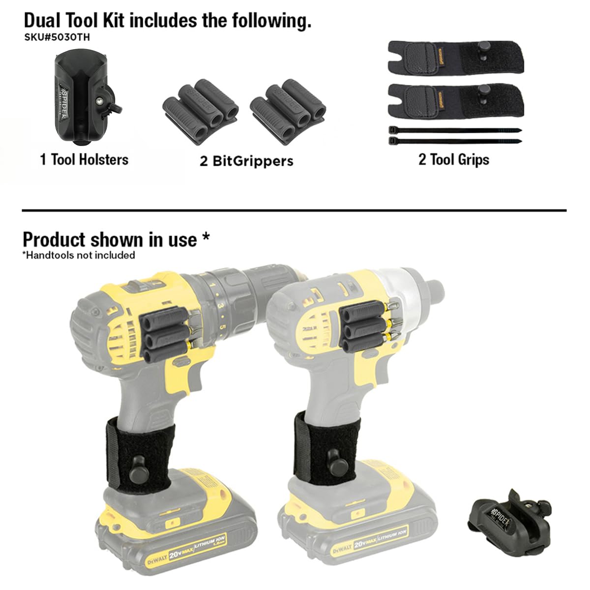 Spider Tool Holster - Improve The Way You Carry Your Power Drill, Driver, Multitool, Pneumatic, Multi-Tool and More on Your Belt - Compatible with All Major Tool Brands