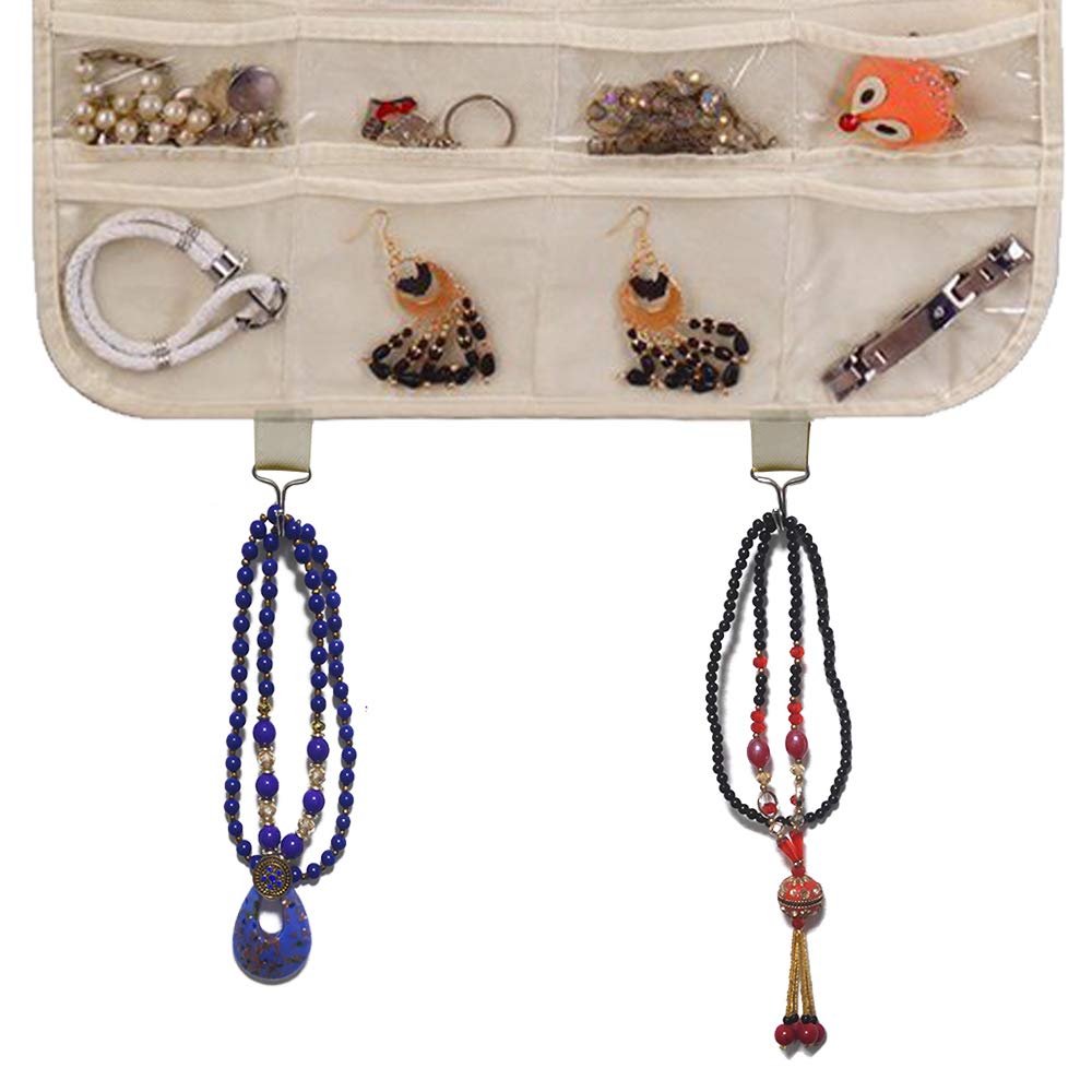 BB Brotrade Hanging Jewelry Organizer,Accessories Organizer,80 Pocket Organizer for Holding Jewelries（Beige）