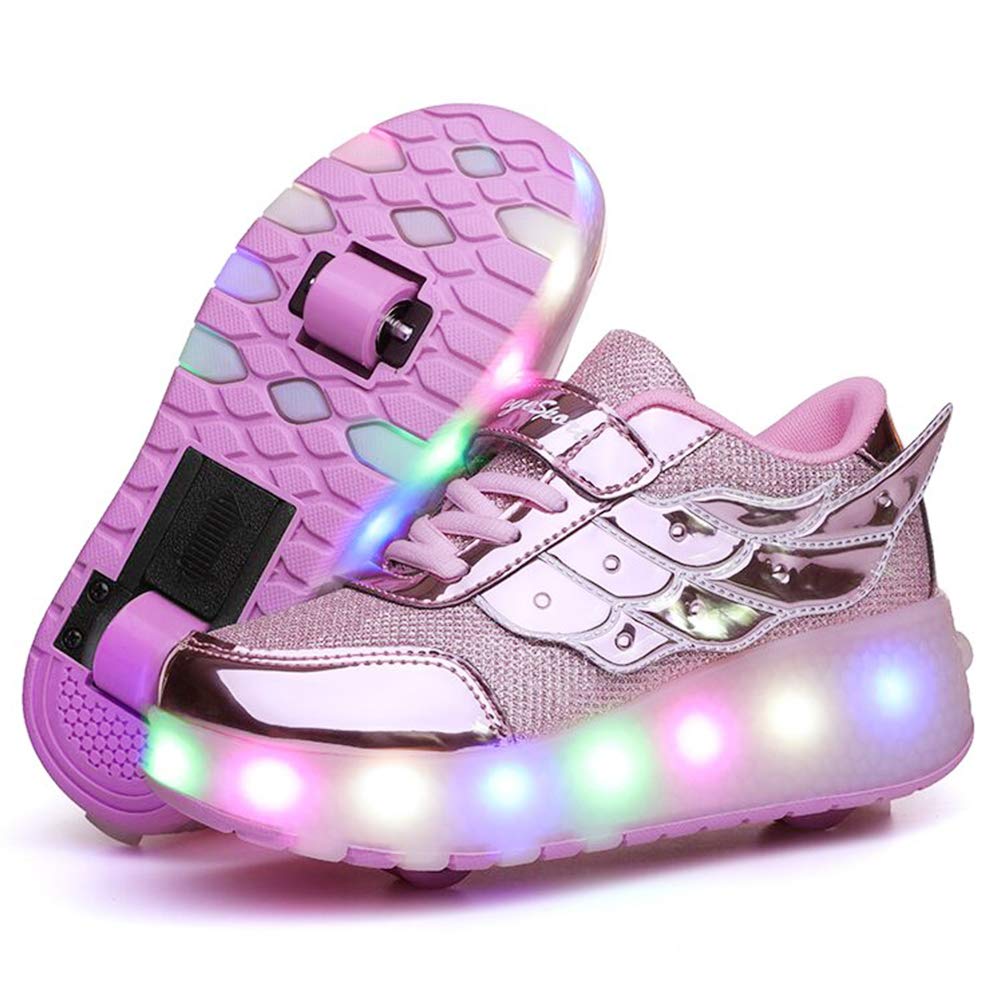 Nsasy Kids Roller Shoes Boy Girl Sneakers with Wheels Become Sport Sneaker with Led for Christmas Birthday Children Show Gift