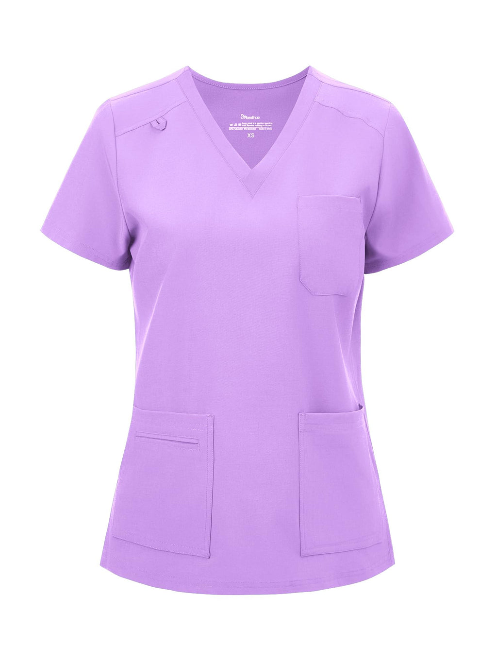 floralhue Scrub Tops for Women, Curved V-Neck Scrub Tops with 3 Pockets, Soft Stretch, Easy Care