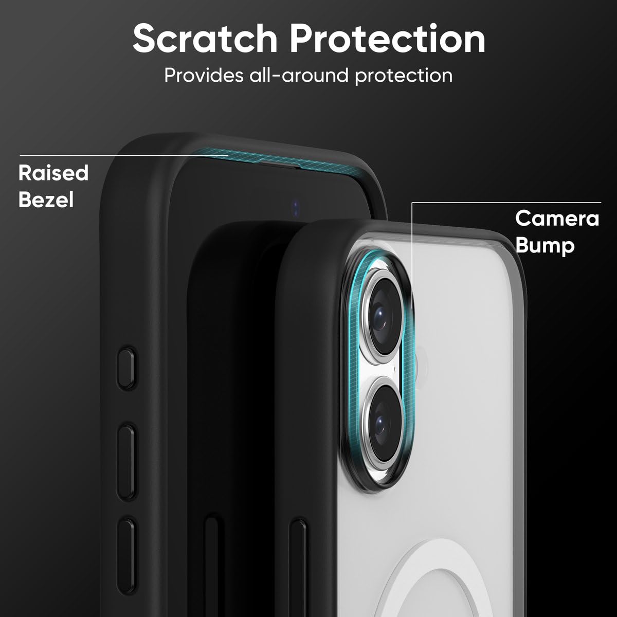 FLOLAB Surtect Tri-Fusion Magnetic for iPhone 16 Case Protective Slim Design Magsafe Compatible Military Grade - Black Clear