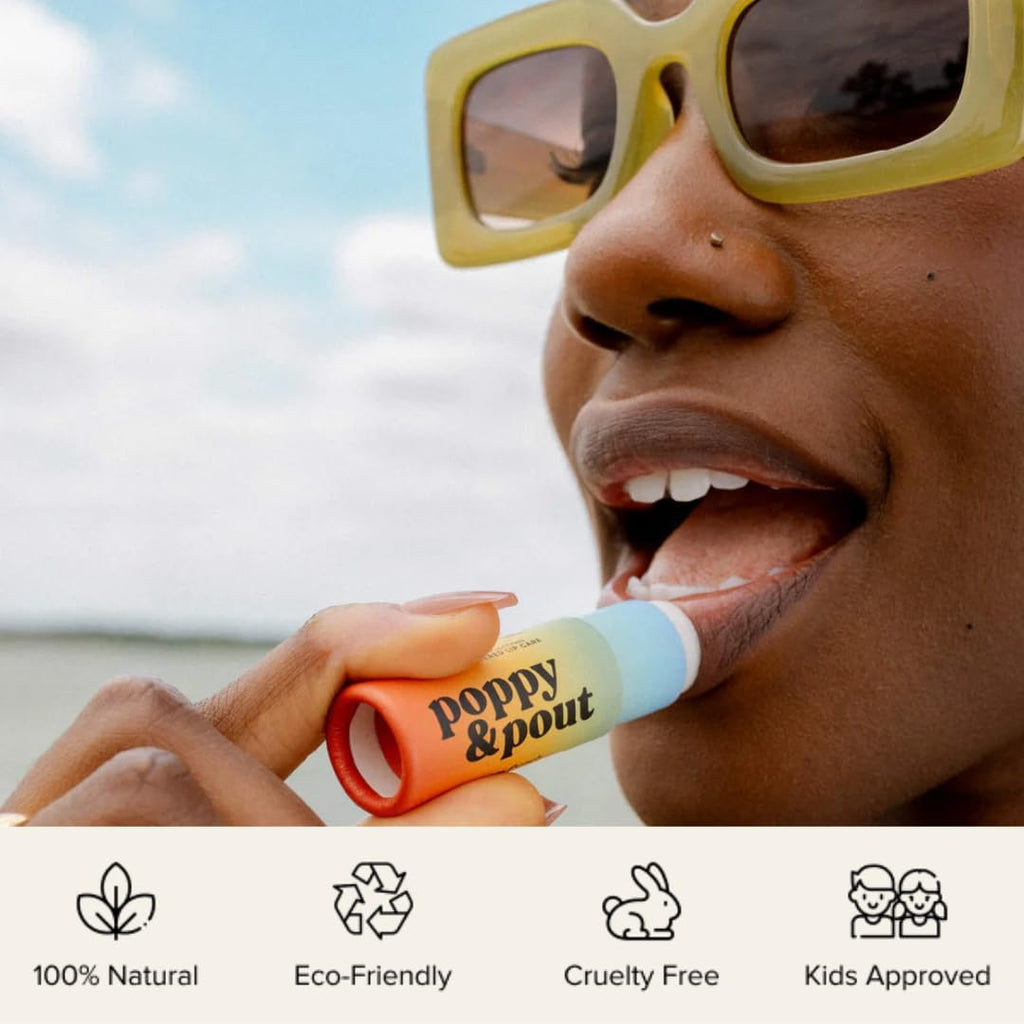 Poppy & Pout Blood Orange Mint Jumbo Lip Balm | All Natural Lip Balms & Moisturizers | Hydrates with Beeswax, Vitamin E, Organic Coconut Oil | Cruelty-Free | Lip Balm in Recyclable Cardboard Tube