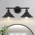 Black Bathroom Light Fixture 2-Light Matte Black Farmhouse Vanity Lights for Bathroom Light Fixtures, 20" Rustic Industrial Wall Sconce Vanity Lighting Fixtures over Mirror Kitchen Cabin Workshop Cafe