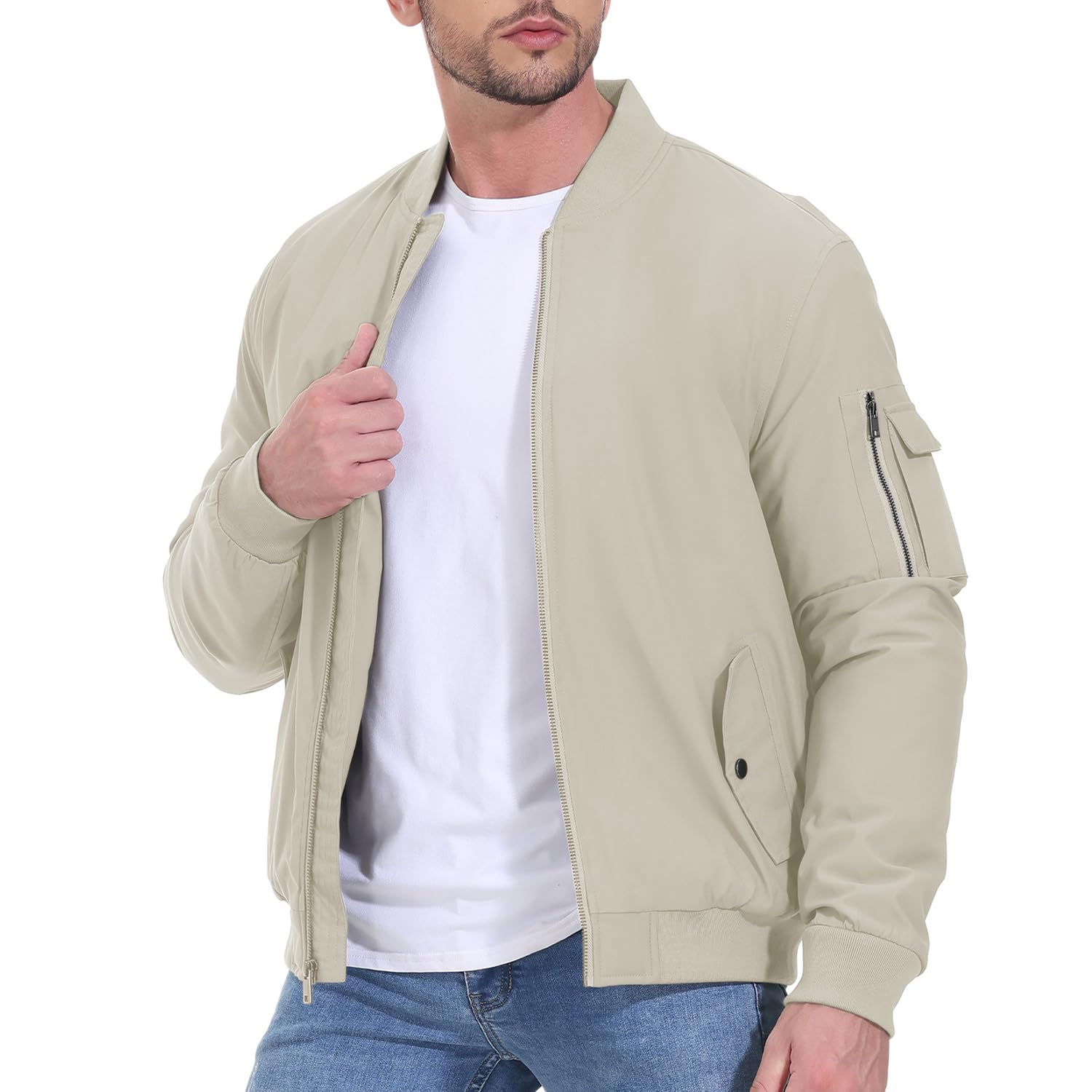 Gopune Men's Windproof Bomber Jacket Warm Water Resistant Windbreaker Winter Outwear Quilted Jackets Coats