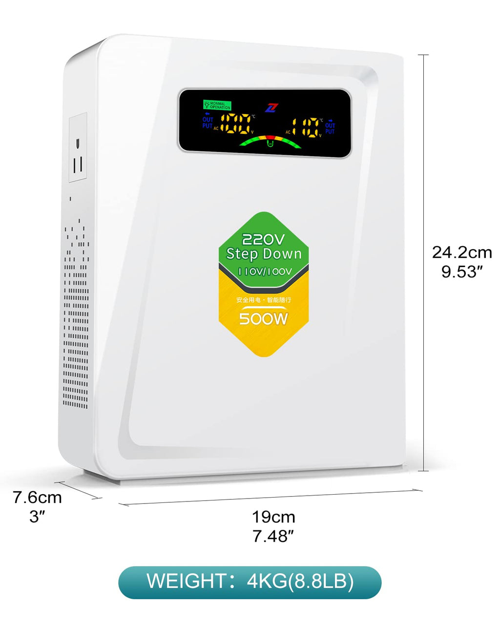 220v to 110v Step Down Transformer 1000W Power Voltage Converters, No Noise, Ten Protection Functions, Suit for Coffee Machines, Rice Cookers and Other US Appliances Used in Europe