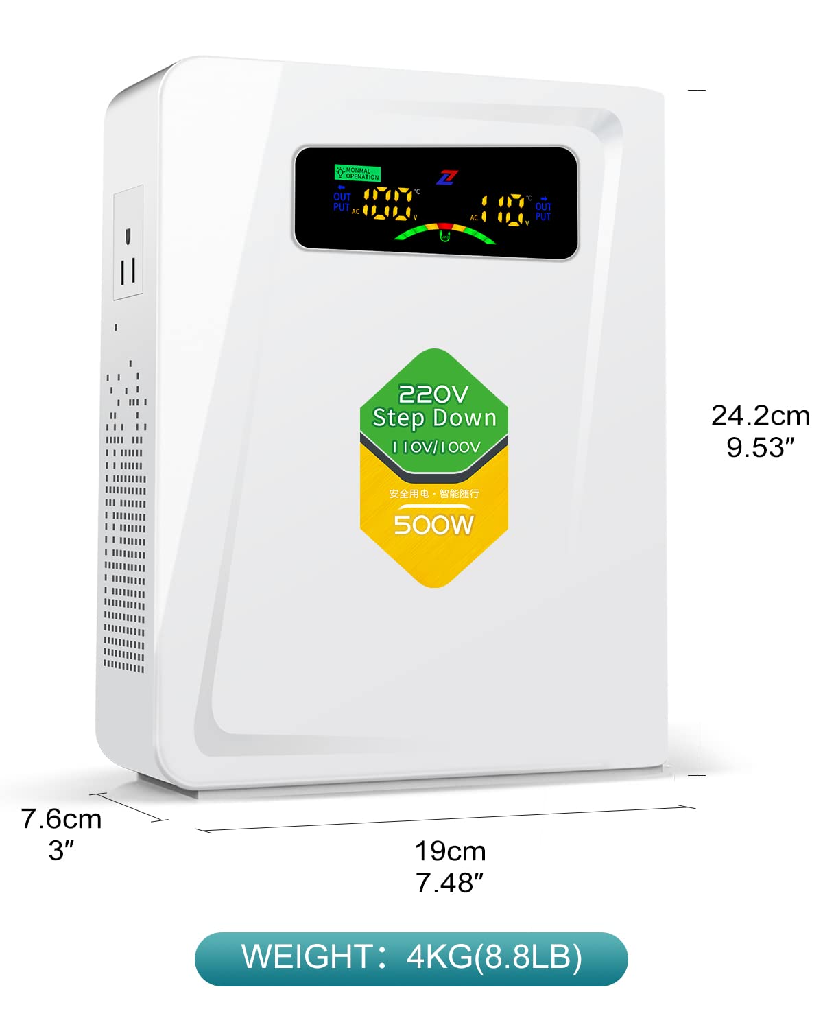 220v to 110v Step Down Transformer 1000W Power Voltage Converters, No Noise, Ten Protection Functions, Suit for Coffee Machines, Rice Cookers and Other US Appliances Used in Europe