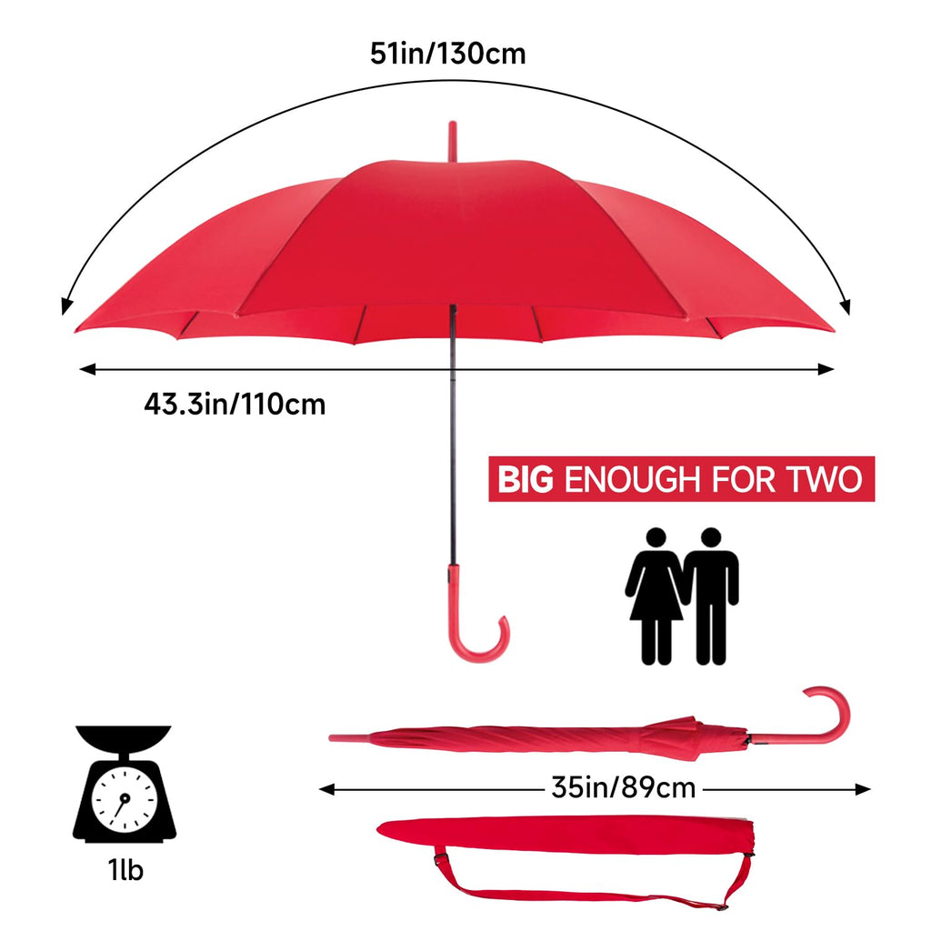 RUMBRELLA UV Stick Umbrella Auto Open UPF 50+ with J Hook Handle 51IN