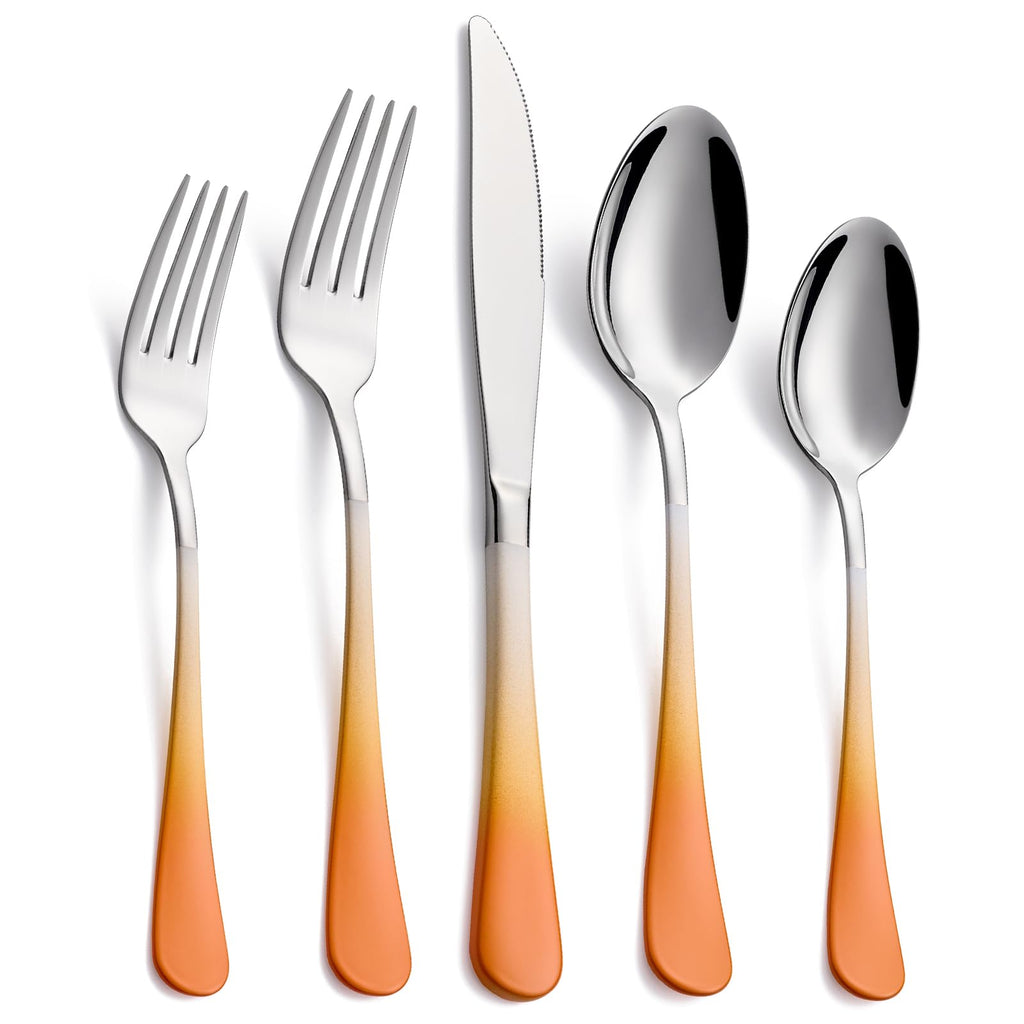 20-Pieces Blac and Pink Silverware Sets for 4,Pink Handle Stainless Steel Cutlery Set, Include Forks Spoons and Knives Set, Dishwasher Safe Utensil Sets for Home Restaurant