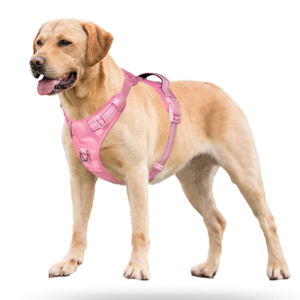 PoyPet Dog Harness No Pull, Reflective Vest Harness with Front & Back 2 Clips and Easy Control Handle for Small Medium Large Dog (XS, Black)