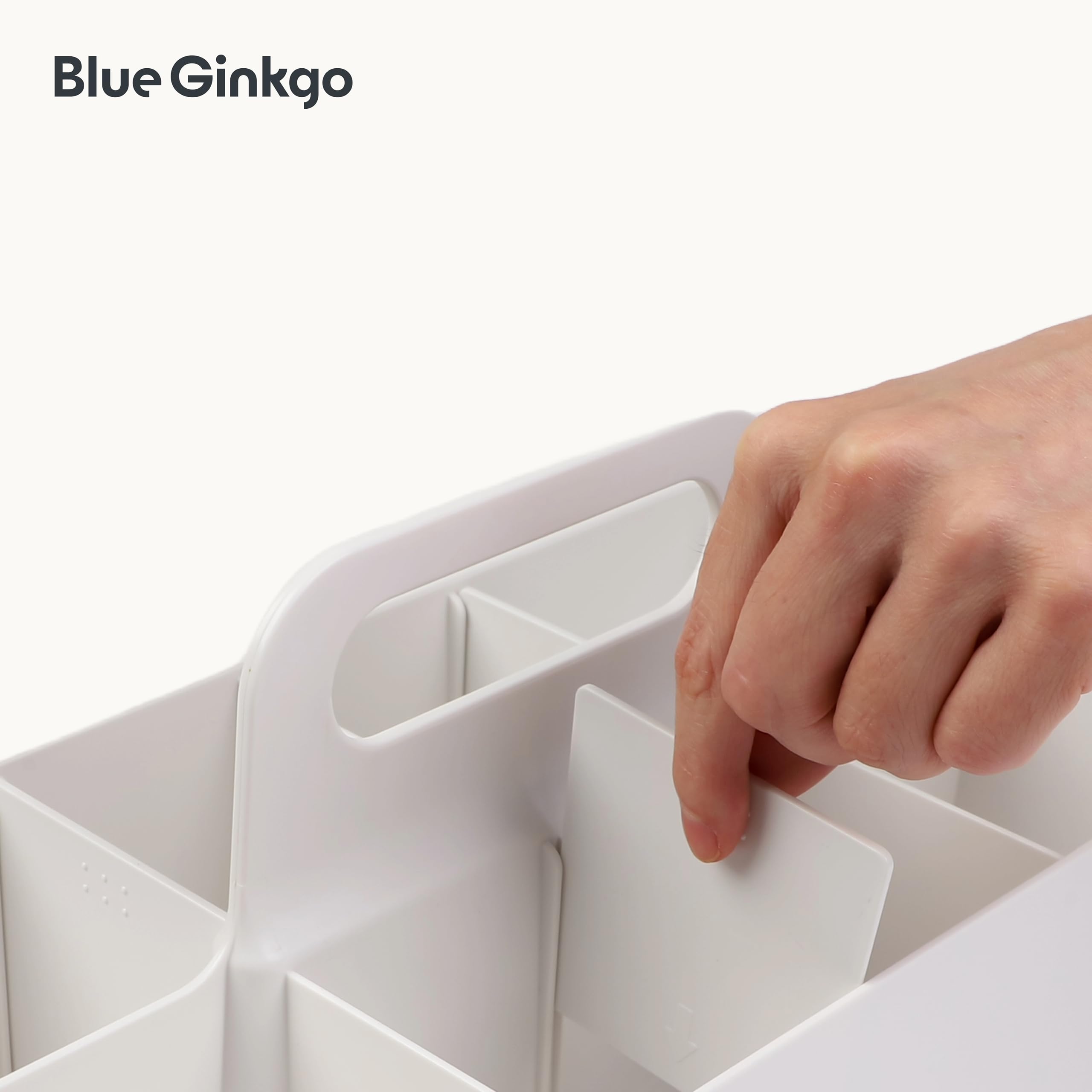BLUE GINKGO Stackable Organizer Caddy – Korean-Made Portable Tote for Bathroom, Office, Crafts, or School Supplies (Long Rectangle, Blue)