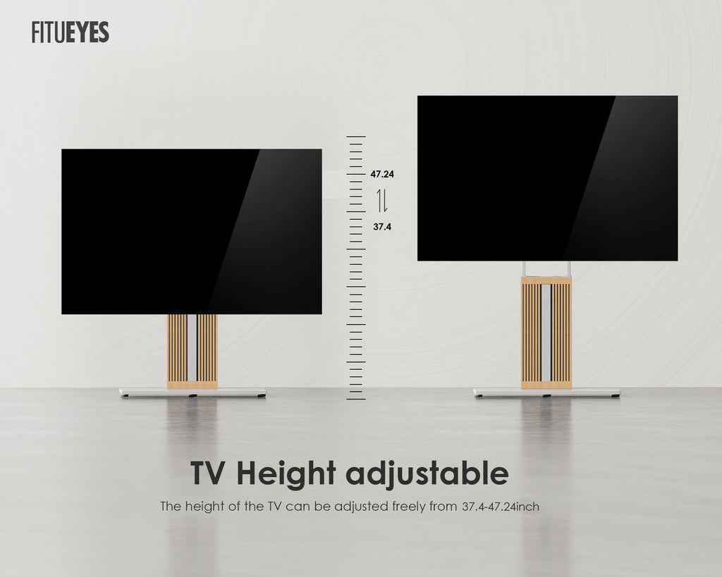 FITUEYES Wood TV Stand Swivel Mount with Hidden Back Storage for 32-65 inch TV Screens, Scandinavian Style Tall Floor TV Stand for Home Decor with Reinforced Base, Zen Series, Black