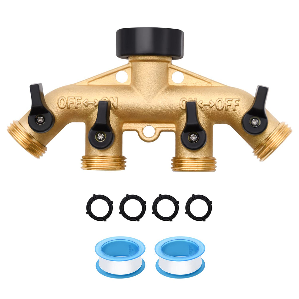 1/2/4 Pack 2 Way Hose Splitter, for 3/4" Hose Connector, with Rubber Washers & Tapes