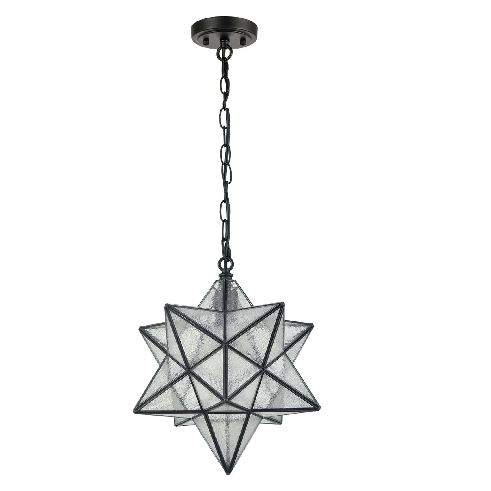 14'' Moravian Star Pendant Light Seeded Glass Star Lights with Adjustable Hanging Chain Light for Kitchen Bedroom Dining-Dimmable
