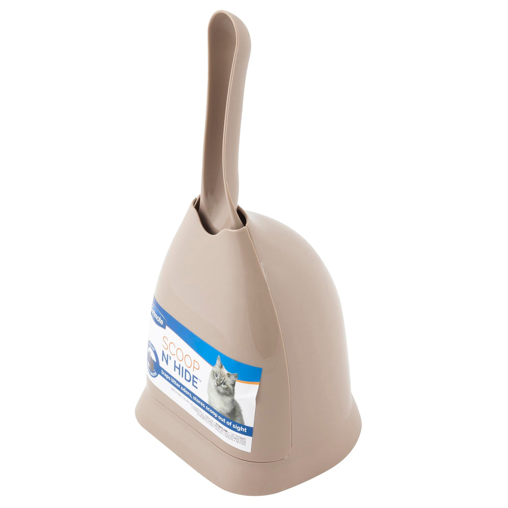 Petmate Scoop N' Hide Cat Litter Scoop with Discreet Litter Scoop Holder, Brushed Nickel