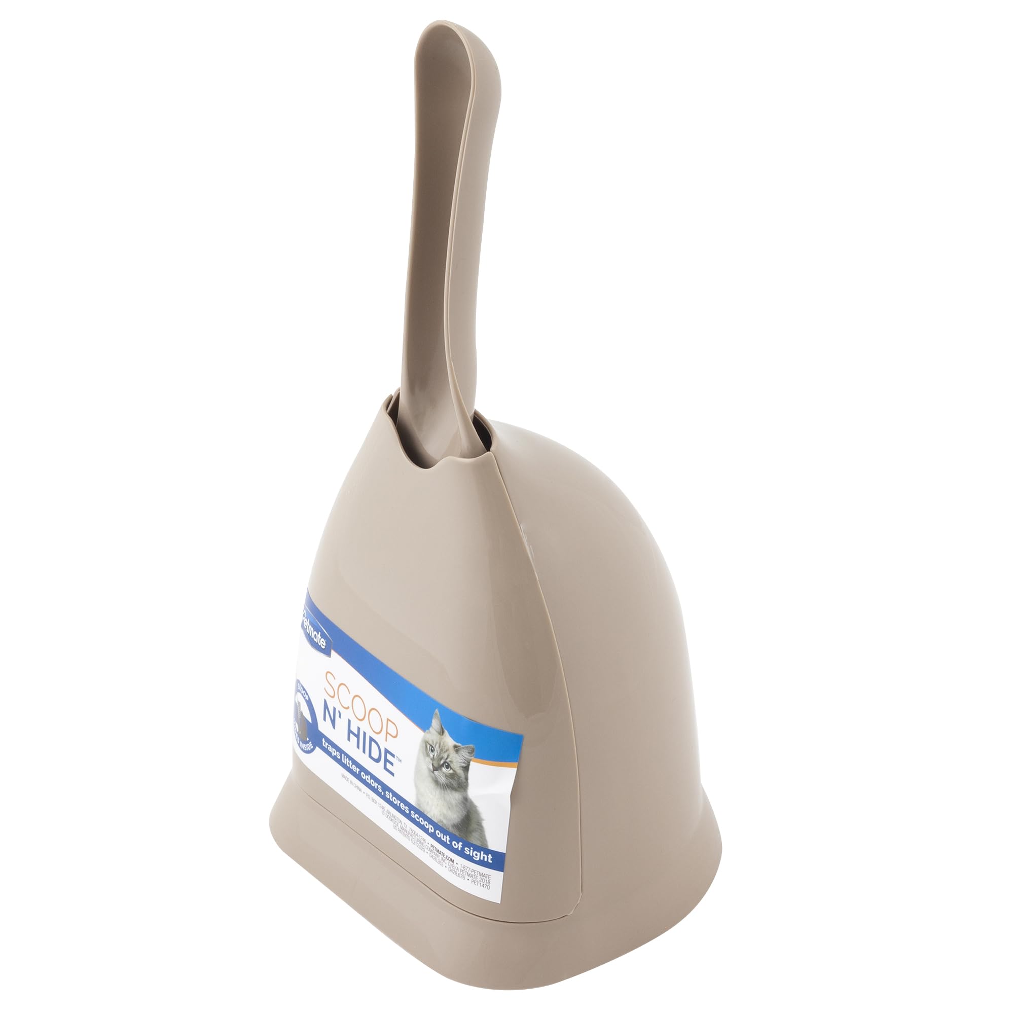 Petmate Scoop N' Hide Cat Litter Scoop with Discreet Litter Scoop Holder, Brushed Nickel