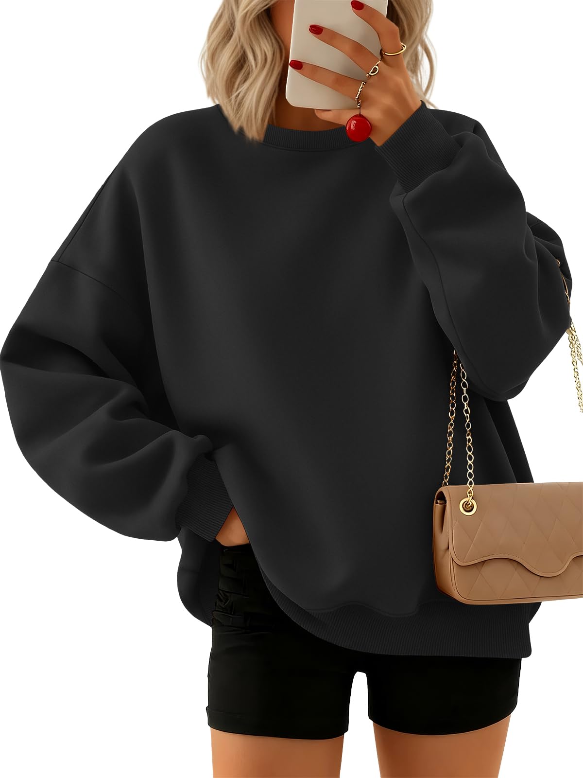 Trendy Queen Sweatshirts for Women Hoodies Oversized Crewneck Tops Sweaters Comfy Fall Winter Outfits Clothes 2026 Fashion