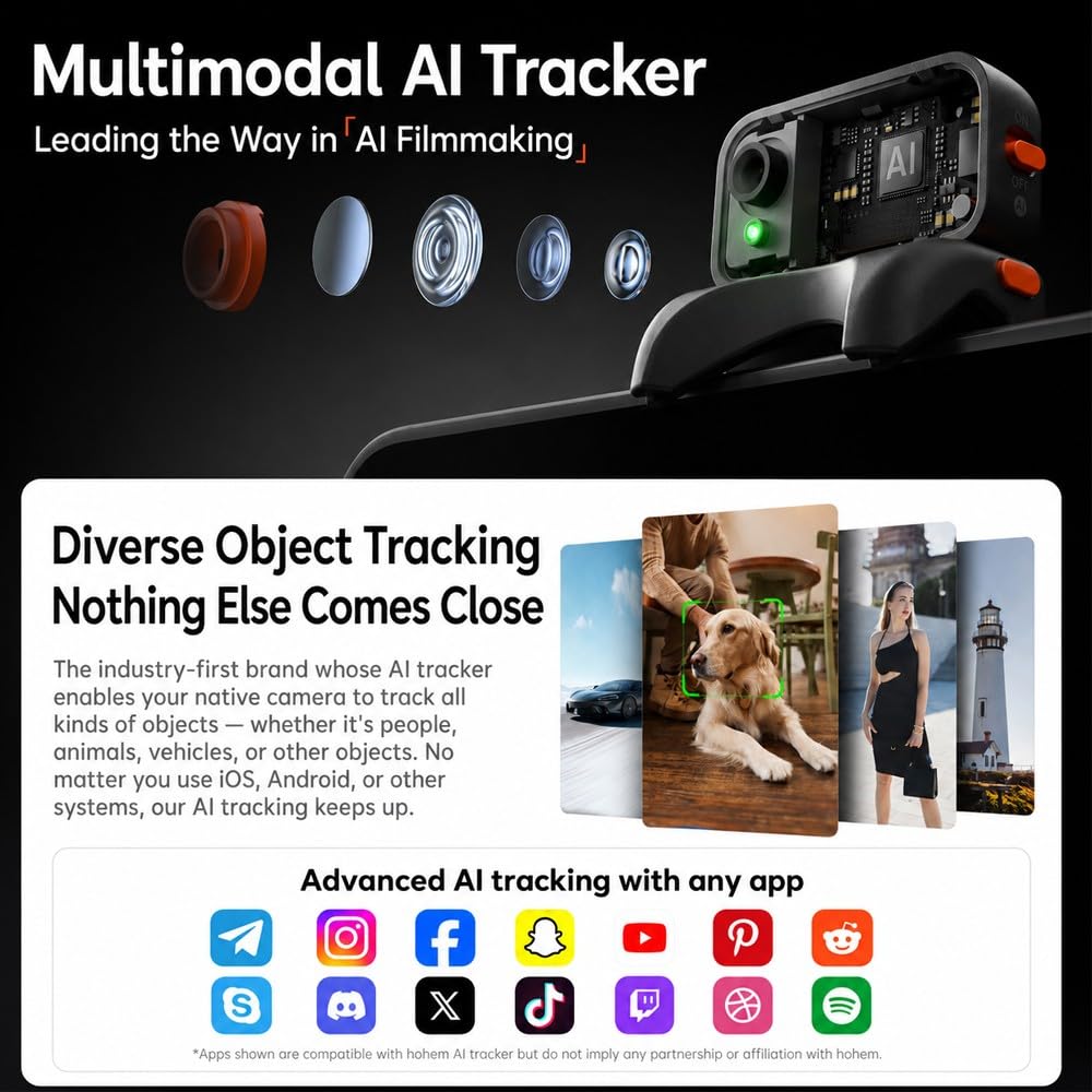 Hohem iSteady M7 Gimbal Stabilizer for iPhone,3-Axis Gimbal for Smartphone w/AI Tracking,Detachable Remote,Extendable Pole,Magnetic Light,Phone Stabilizer for Video Recording - Hohem M6 Kit Upgrade