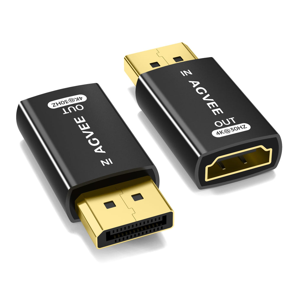AGVEE 1 Pack Display Port to HDMI 4K@30HZ Adapter, Alloy Shell DP Displayport PC to HDMI Display Coulper Converter, Backward Compatibile with 2K@60HZ 1080P@120HZ Full HDTV, Uni-Directional, Black