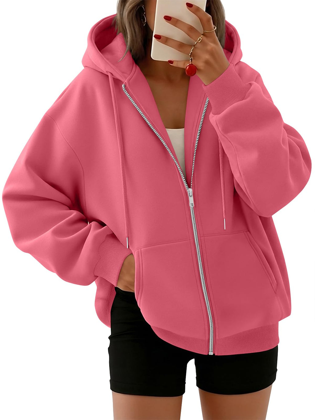 Trendy Queen Womens Zip Up Hoodies 2026 Oversized Sweatshirt