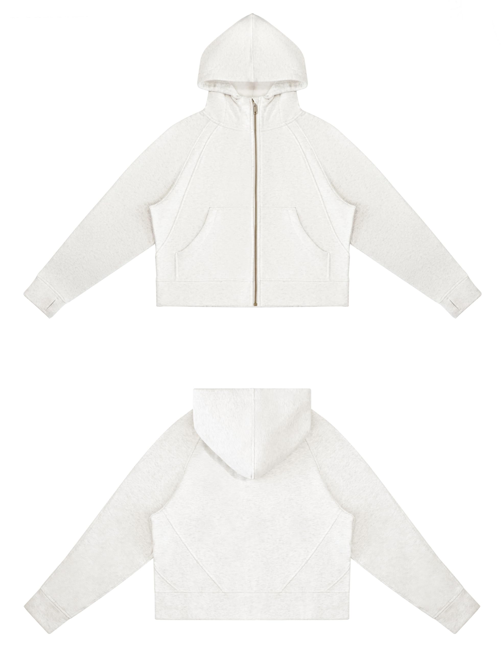 THE GYM PEOPLE Women's Full-Zip Up Hoodies Jacket Fleece Workout Crop Tops Sweatshirts with Pockets Thumb Hole