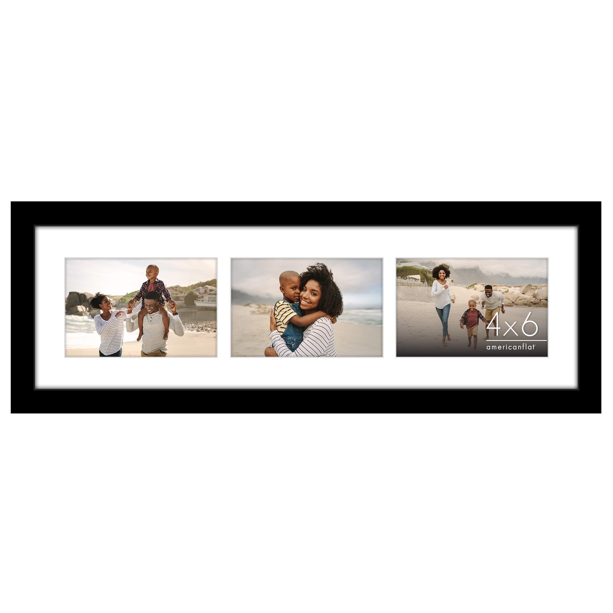 Americanflat 4x6 Double Picture Frame with Shatter-Resistant Glass - Fits Two 4x6 Photos or use as One 6x14 Frame - Signature Collection - Collage Frames for Tabletop and Wall Display - Black