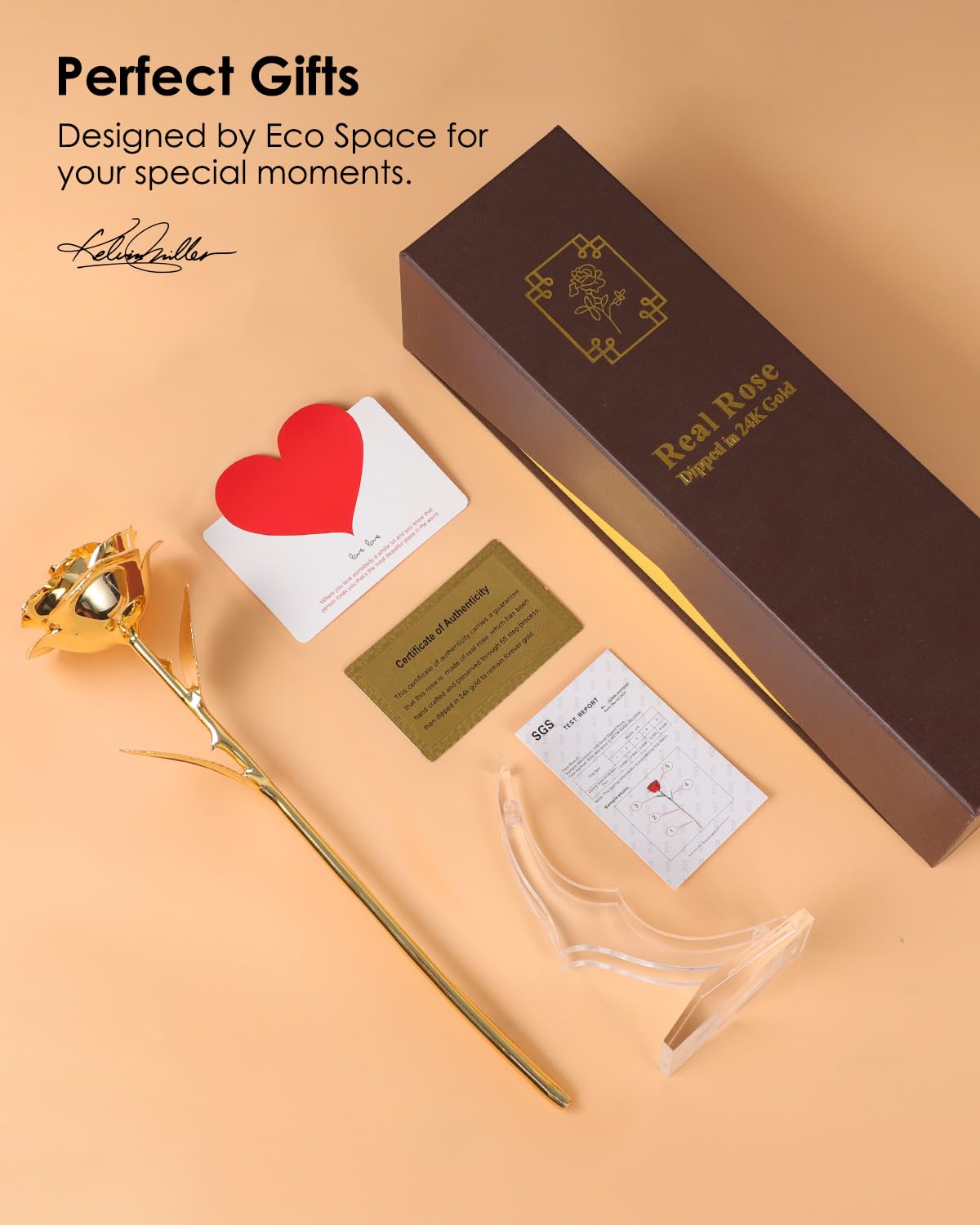 24K Gold Dipped Real Rose – Handcrafted, Bold, One of a Kind – Romantic Gift for Her – Ideal for Birthday, Anniversary, Mother’s Day, Valentine’s (Black)